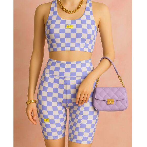 NWT $85 XS Melody Ehsani Bike‎ Short & Sport Bra 2 Piece Athletic Set Check - Picture 2 of 5